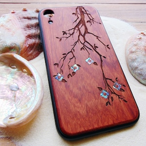 iPhone 16, 15, 14, 13, 12, Pro Max case, personalized gift Flowers design abalone shell inlay phone case Samsung Galaxy S24, S23, S22 ultra