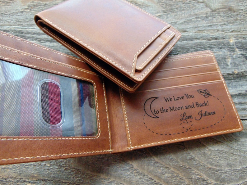 Personalized Wallet Gift for Him Photo Engraved Leather Mens Etsy