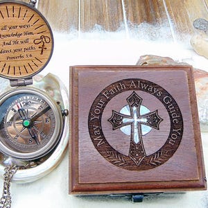 Personalized Baptism gift, Confirmation gifts for boys, Compass in Wooden Box for Baptism - First Holy Communion gift - Christening Boy Gift