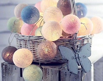 Patio Party 20 LOOSE COTTON BALLS NOT INCLUDE LIGHT STRING Wedding Teal Tone