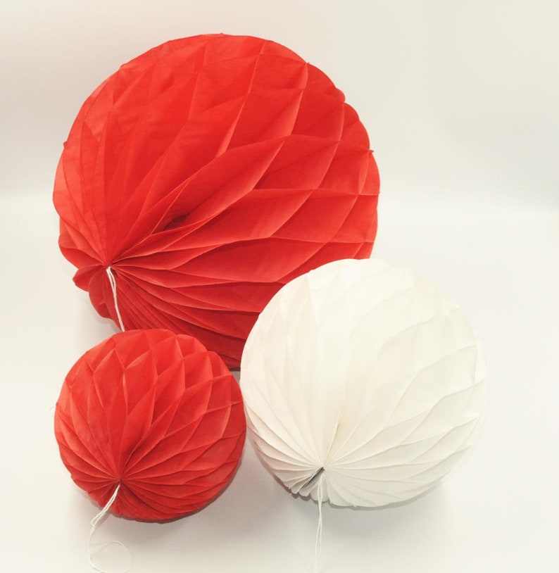 White and Blue Tissue Paper Honeycomb Balls Birthday Wall Hangings Party Decorations DIY Decor America USA 12x Red Hanging Ball