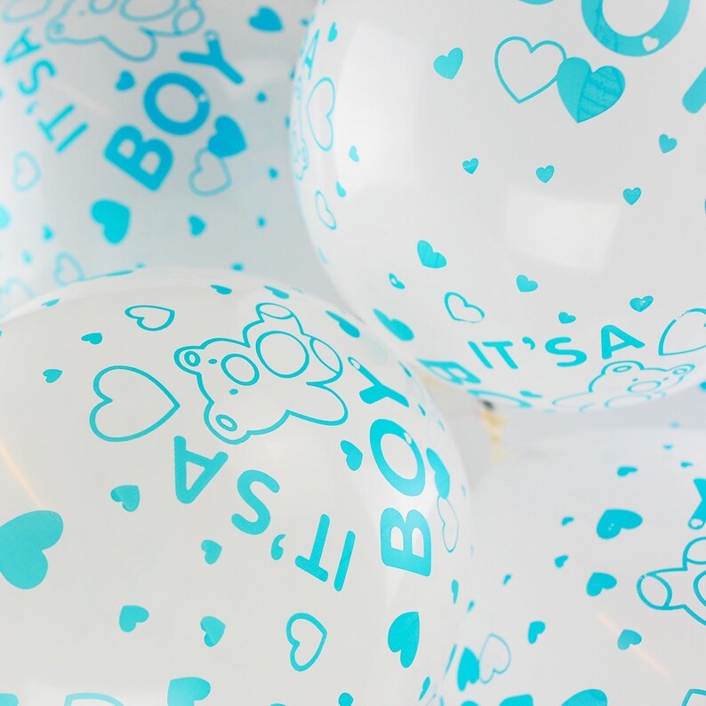 Latex Balloons Gender Reveal Balloons 10 Pack of 12 White With Blue Its a Boy Balloons Baby Shower Decorations Boys Baby Shower Balloon