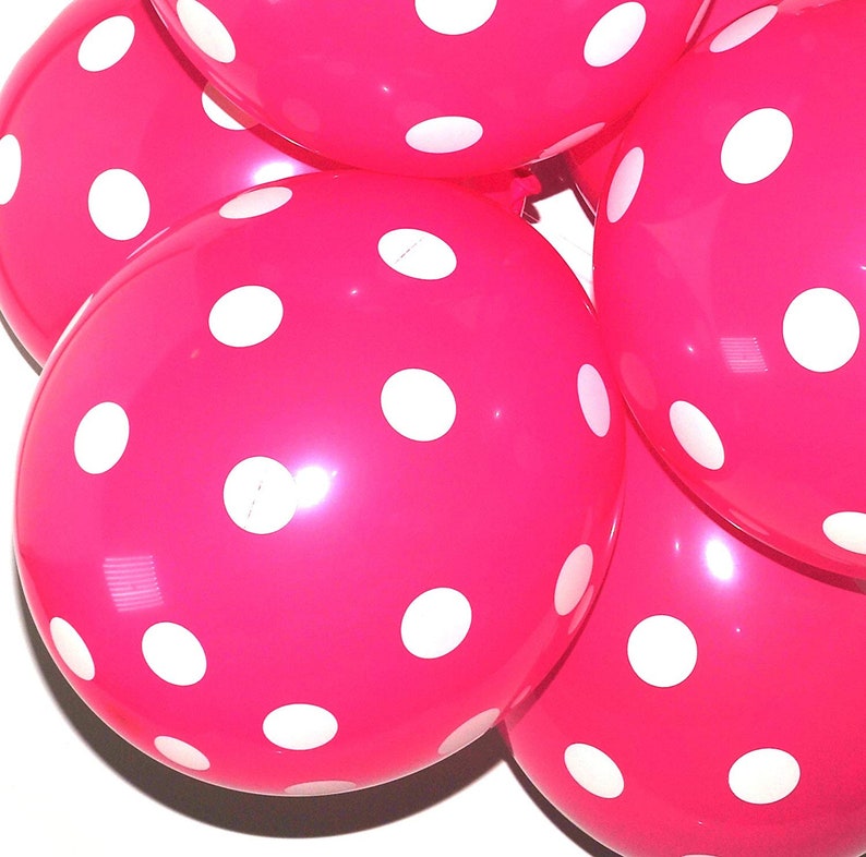 10 Pack of 12 Pink With White Polka Dot Balloons Pink Etsy