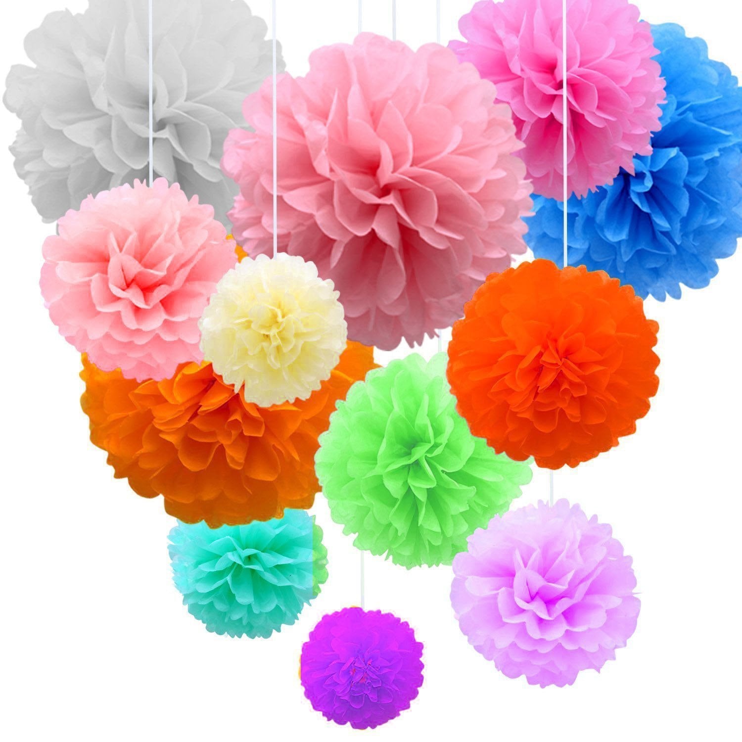 Tissue Paper Pom Flower Balls Multicolored Pom Poms