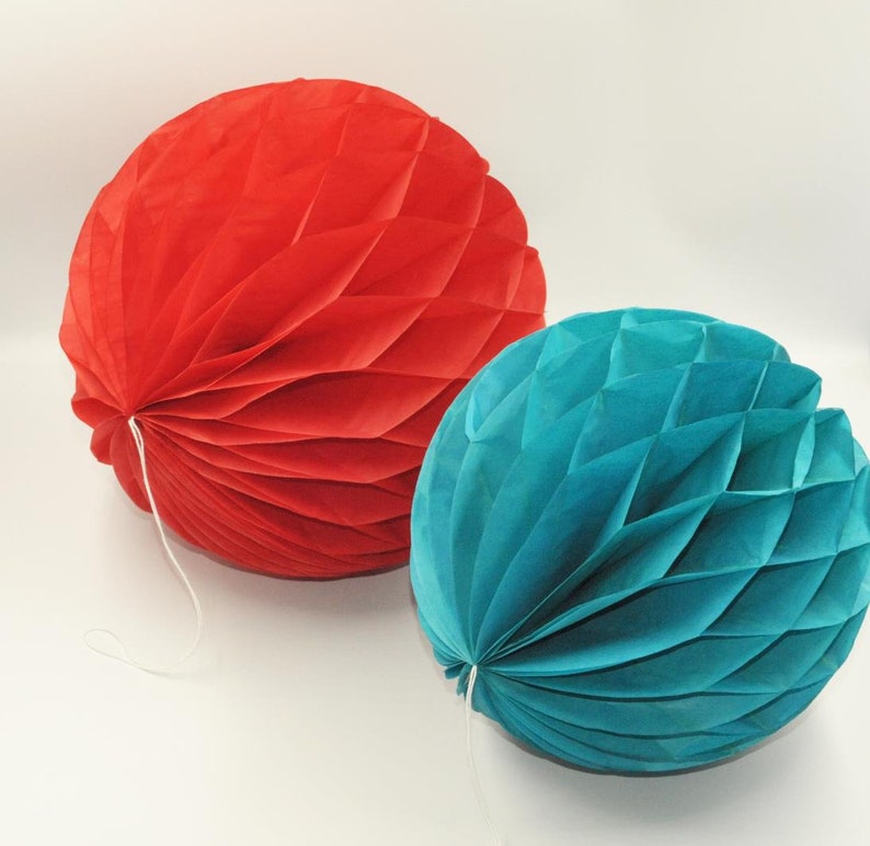 White and Blue Tissue Paper Honeycomb Balls Birthday Wall Hangings Party Decorations DIY Decor America USA 12x Red Hanging Ball