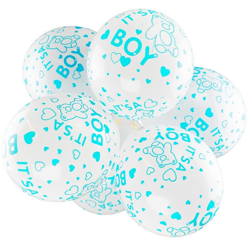 Latex Balloons Gender Reveal Balloons 10 Pack of 12 White With Blue Its a Boy Balloons Baby Shower Decorations Boys Baby Shower Balloon