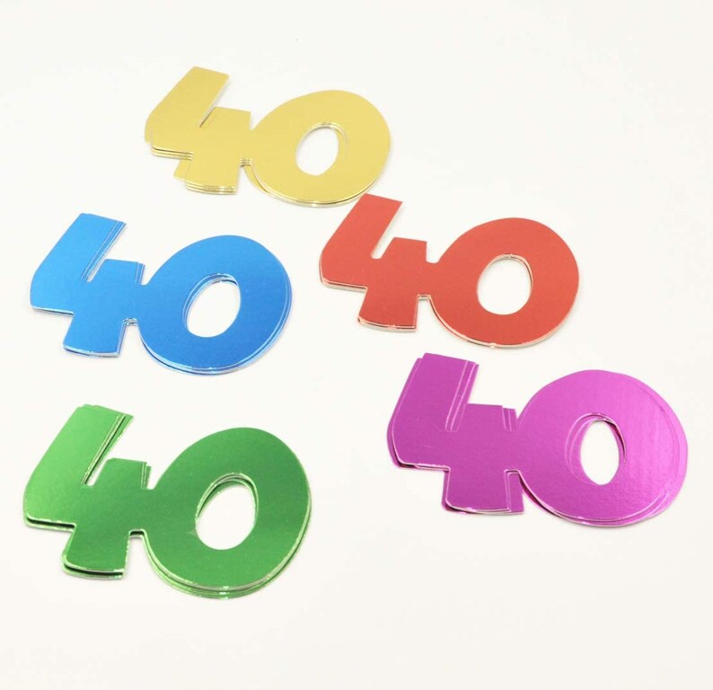 20 Colourful Glittery Foil Number 40 Confetti Pieces Birthday Party Decor Anniversary Card-making Kids Decoration Boy Girl Table Number