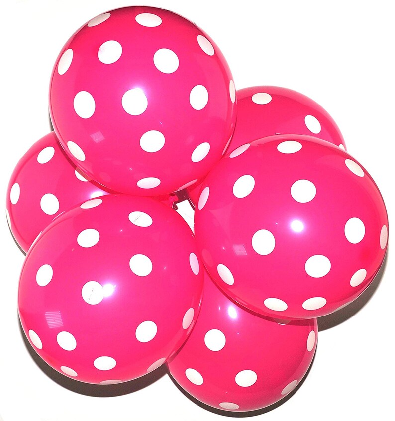 10 Pack of 12 Pink With White Polka Dot Balloons Pink Etsy