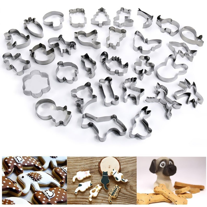 Stainless Steel Animal Shape Cookie Cutter Stampers Kids Etsy