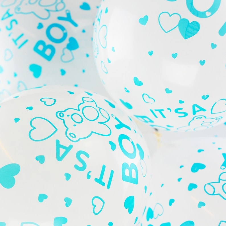 Latex Balloons Gender Reveal Balloons 10 Pack of 12 White With Blue Its a Boy Balloons Baby Shower Decorations Boys Baby Shower Balloon