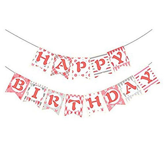 Pink Happy Birthday Banner Pink Birthday Banner Happy Etsy