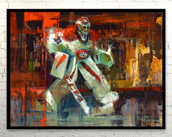 Carey Price Canvas Print from Original Painting - Montreal Canadiens Hockey Wall Art Decor - Goalie - Habs - Gift