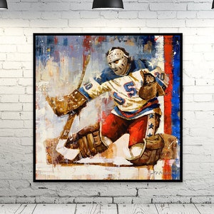 Jim Craig Canvas Print from Original Painting Goalie for Team USA Miracle on Ice 1980 Olympics Hockey Wall Art Decor Gift image 1