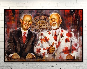 Don Cherry and Ron MacLean Canvas Print from Original Painting - Hockey Night in Canada - Coaches Corner - Hockey Wall Art Decor - Gift