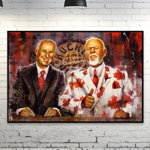 Don Cherry and Ron MacLean Canvas Print from Original Painting Hockey Night in Canada Coaches Corner Hockey Wall Art Decor Gift image 1