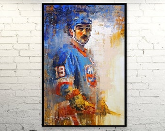 Bryan Trottier Canvas Print from Original Painting - New York Islanders Hockey Wall Art Decor - Gift