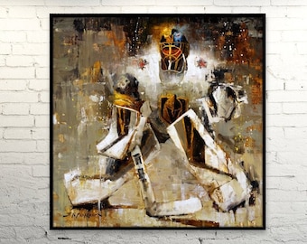 Impression sur toile Marc-André Fleury à partir de la peinture originale - Las Vegas Golden Knights Wall Art déco - Hockie - Gardien de but - VGK - Cadeau