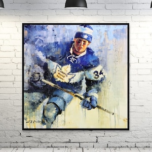 Auston Matthews Hockey Puck Poster1 Canvas Poster Wall Art Decor Print  Picture Paintings for Living Room Bedroom Decoration Unframe：