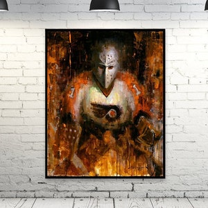 Bernie Parent Canvas Print from Original Painting Philadelphia Flyers Hockey Wall Art Decor Goalie Gift image 1