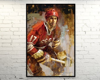 Valeri Kharlamov Canvas Print - Soviet Team 1972 Summit Series Hockey Art, Gift, Hockey Decor, Russia Hockey