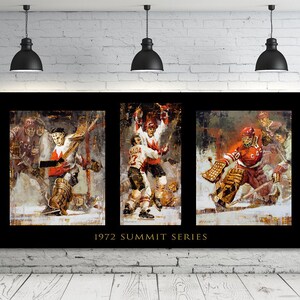 Summit Series Canvas Print 3 Images in One with Black Background 1972 Summit Series Hockey Art Team Canada vs Soviets, Hockey Decor image 1