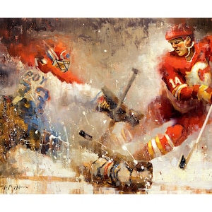 Theoren Fleury Calgary Flames Poster or Metal Print from Original Painting - Hockey Wall Art Decor - Gift - Unframed