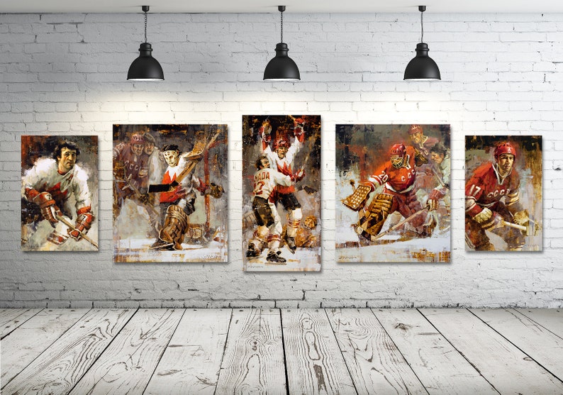 Summit Series 5 Poster Prints 1972 Summit Series Hockey Art Set of 5 Team Canada vs Soviets, Hockey Decor, Hockey Gift image 2