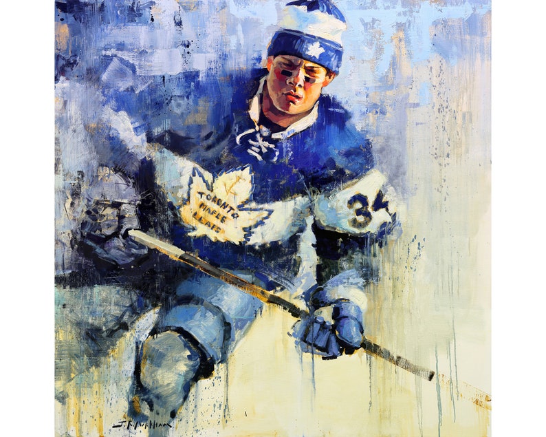 Auston Matthews Poster or Metal Print from Original Painting Toronto Maple Leafs Wall Art Decor Hockey Gift Unframed image 1