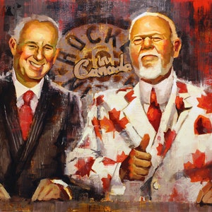 Don Cherry and Ron MacLean Canvas Print from Original Painting Hockey Night in Canada Coaches Corner Hockey Wall Art Decor Gift image 2