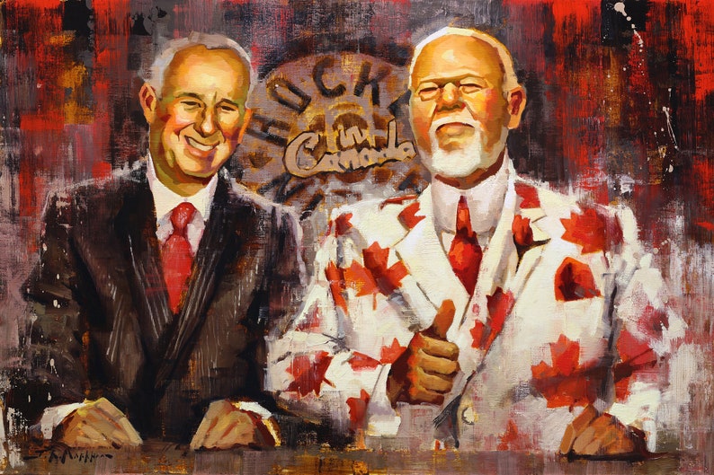 Don Cherry and Ron MacLean Canvas Print from Original Painting Hockey Night in Canada Coaches Corner Hockey Wall Art Decor Gift image 2