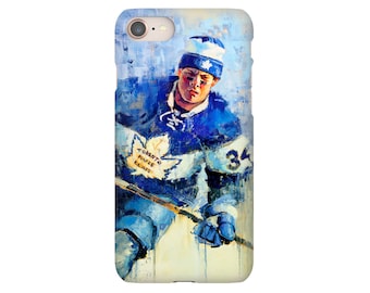Auston Matthews Phone Case with Artwork from Original Painting - Toronto Maple Leafs - Hockey - Gift - iPhone Case