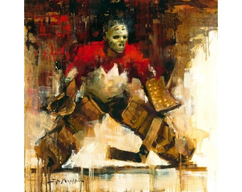 Tony Esposito Poster Team Canada Hockey Print from Original Painting, Hockey Wall Art Decor, Goalie, Gift, Summit Series, Unframed