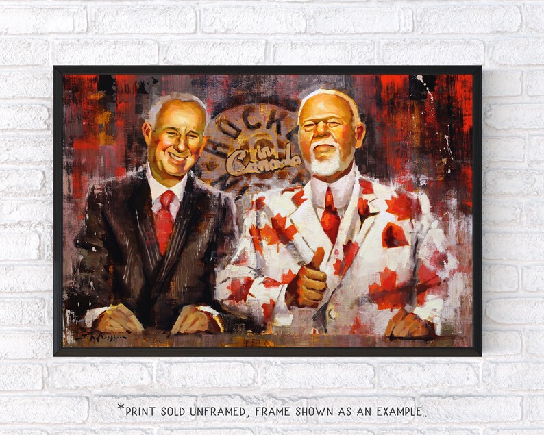 Ron MacLean and Don Cherry Poster or Metal Print from Original Painting Hockey Night in Canada Coaches Corner Hockey Wall Art Gift image 2