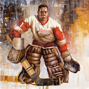 Terry Sawchuk Detroit Red Wings Poster or Metal Print from Original Painting Hockey Wall Art Decor Goalie Gift Unframed image 1