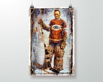 Georges Vézina Poster or Metal Print from Original Painting - Montreal Canadiens Hockey Wall Art Decor - Goalie - Gift - The Habs - Unframed