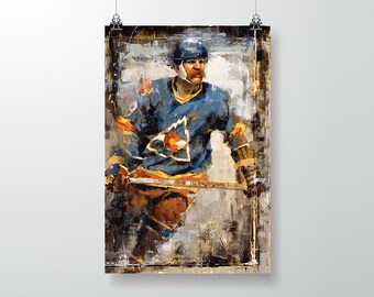 Lanny McDonald Poster or Metal Print from Original Painting - Colorado Rockies Hockey Wall Art Decor, Gift, Unframed