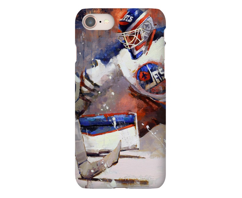 Connor Hellebuyck Phone Case with Artwork from Original Painting Winnipeg Jets Hockey Gift iPhone Case image 1