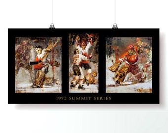 Summit Series Poster Print 3 Images in One with Black Background - 1972 Summit Series Team Canada vs Soviets Hockey Art, Hockey Decor