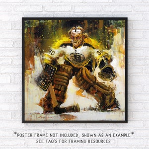 Gerry Cheevers Poster or Metal Print from Original Painting Boston Bruins Wall Art Decor Hockey Art Goalie Gift Unframed image 2