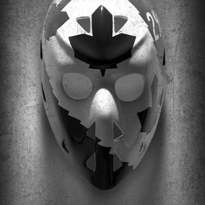 Mike Palmateer Goalie Mask Printable Wall Art Decor Digital Download Black & White Photograph Toronto Maple Leafs Gift image 2