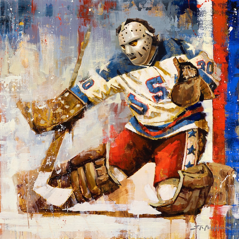 Jim Craig Canvas Print from Original Painting Goalie for Team USA Miracle on Ice 1980 Olympics Hockey Wall Art Decor Gift image 2