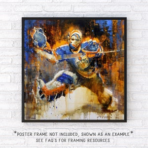 Edmonton Oilers Poster or Metal Print from Original Painting Grant Fuhr Hockey Wall Art Decor NHL Goalie Gift Unframed image 2
