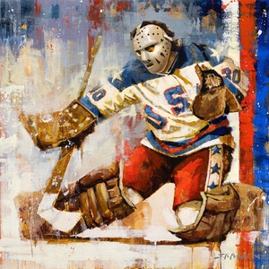 Jim Craig Team USA Hockey Poster or Metal Print from Original Painting 1980 Olympics Miracle on Ice Hockey Wall Art Goalie Gift image 1