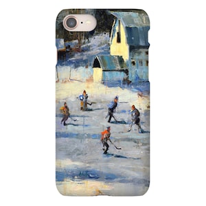 Pond Hockey Phone Case with Artwork from Original Painting Hockey Gift iPhone Case image 1