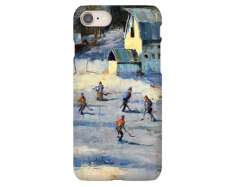 Pond Hockey Phone Case with Artwork from Original Painting - Hockey Gift - iPhone Case