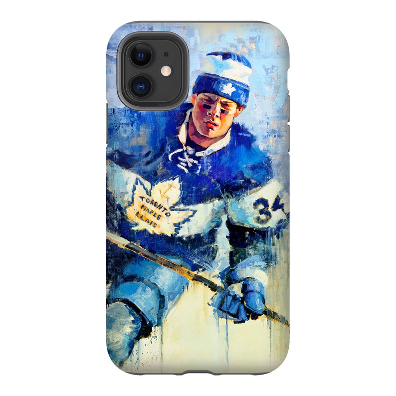 Auston Matthews Phone Case with Artwork from Original Painting Toronto Maple Leafs Hockey Gift iPhone Case image 2