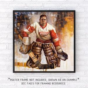 Terry Sawchuk Detroit Red Wings Poster or Metal Print from Original Painting Hockey Wall Art Decor Goalie Gift Unframed image 2