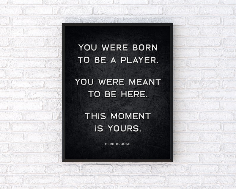 Herb Brooks Quote B&W Printable Wall Art Hockey Digital Download You Were Born To Be A Player ... image 2