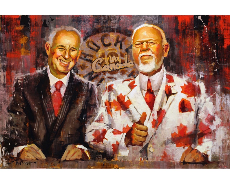 Ron MacLean and Don Cherry Poster or Metal Print from Original Painting Hockey Night in Canada Coaches Corner Hockey Wall Art Gift image 1