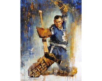 Johnny Bower Toronto Maple Leafs Poster or Metal Print from Original Painting - Hockey Wall Art Decor - NHL Goalie - Gift - Unframed